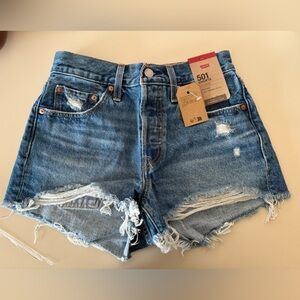 NWT Levi's Women's 501 Shorts Original Fargo Stop Size 24 Blue Jean 563270324